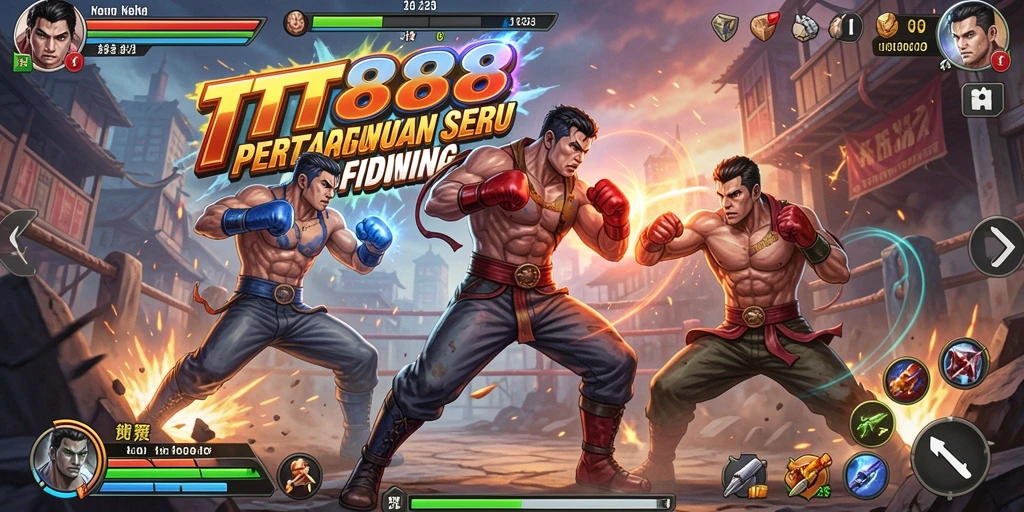 Tampilan gameplay TTT888 yang mendebarkan di arena pertarungan.