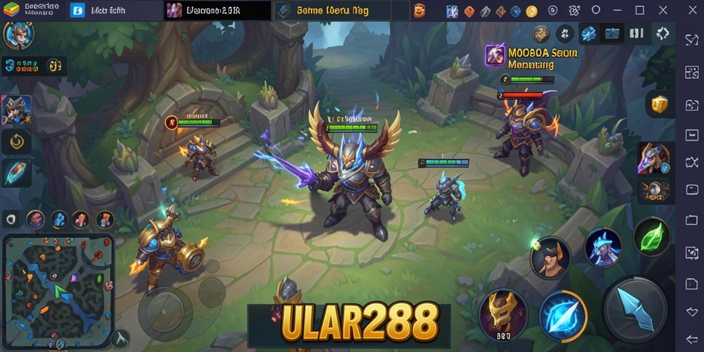 Gameplay ULAR288 menampilkan aksi seru dalam arena pertarungan MOBA.